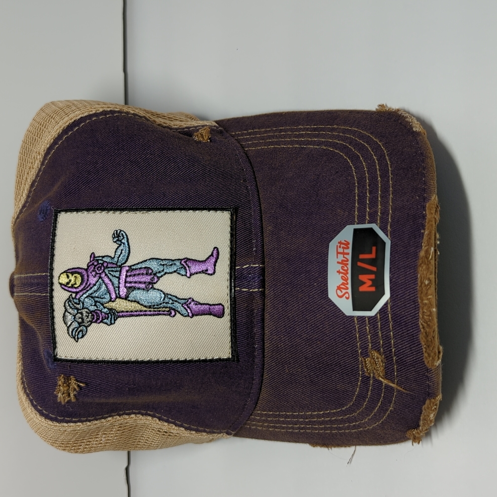 NWT Skeletor Stretch Distressed Trucker Cap M/L
